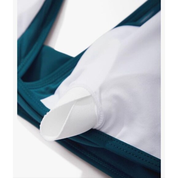 Womens Teal High-Waisted Bikini Set With Mesh Detail & Halter Neck Tie Size L - Picture 7 of 9